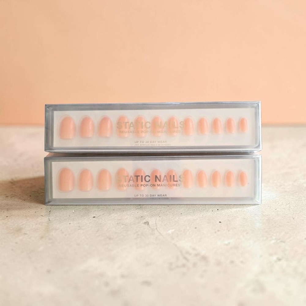 2X New Static Nails Jet Setter Round Reusable Pop-On Manicures Press On WN